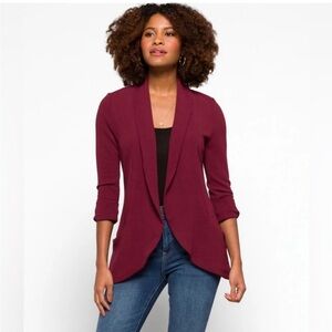 FRENCHMAUVE Melanie Knit Tunic Blazer Burgundy XL